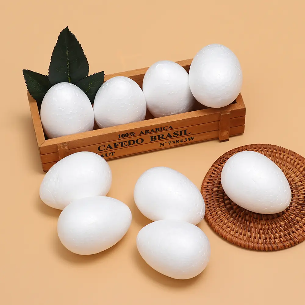 10PCS 4-12cm White Foam Easter Foam Egg Handmade DIY Painting Egg Ball Toys Styrofoam Easter Party Decoration Supplies