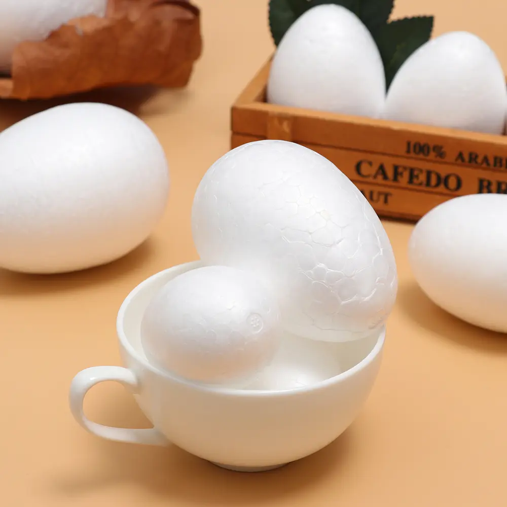 10PCS 4-12cm White Foam Easter Foam Egg Handmade DIY Painting Egg Ball Toys Styrofoam Easter Party Decoration Supplies