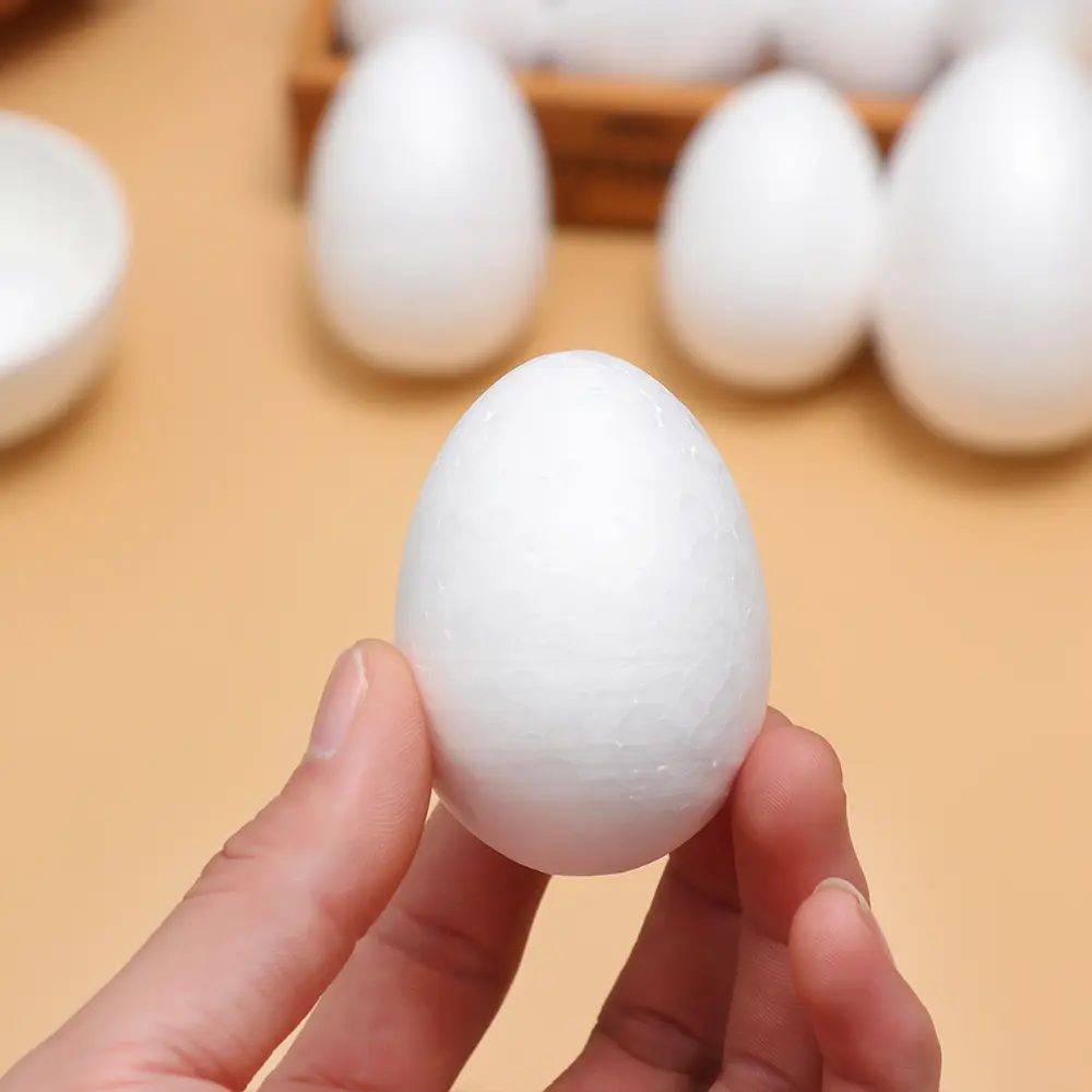 10PCS 4-12cm White Foam Easter Foam Egg Handmade DIY Painting Egg Ball Toys Styrofoam Easter Party Decoration Supplies