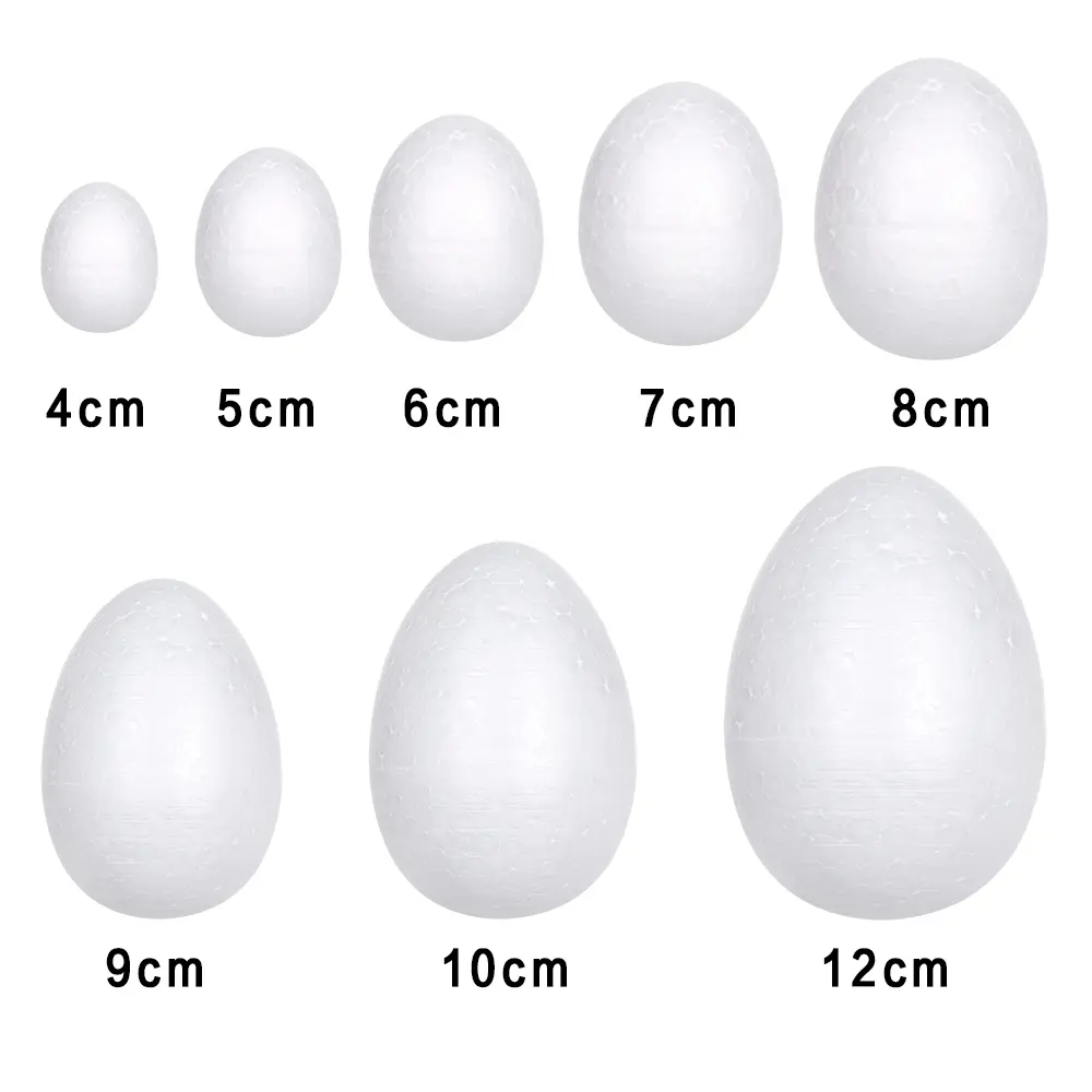 10PCS 4-12cm White Foam Easter Foam Egg Handmade DIY Painting Egg Ball Toys Styrofoam Easter Party Decoration Supplies