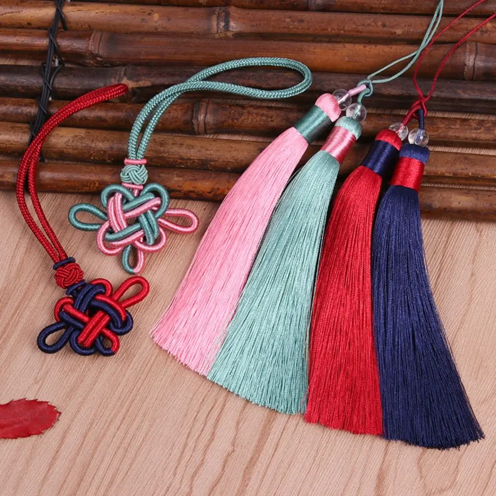 Chinese Ethnic Style Two-Color Tassel Auspicious Knot Handmade Craft Pendant Double Sided Chinese Knot Tassel Home Decoration