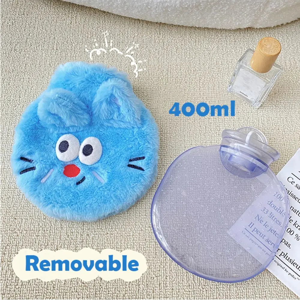 High Quality 400ML Plush Hot Water Bag Cartoon Cat/Capybara Design Explosion-proof Hand Warmer Reusable Portable Belly Warmer