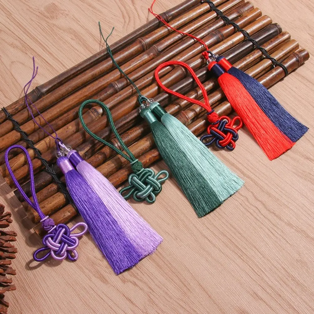 Chinese Ethnic Style Two-Color Tassel Auspicious Knot Handmade Craft Pendant Double Sided Chinese Knot Tassel Home Decoration