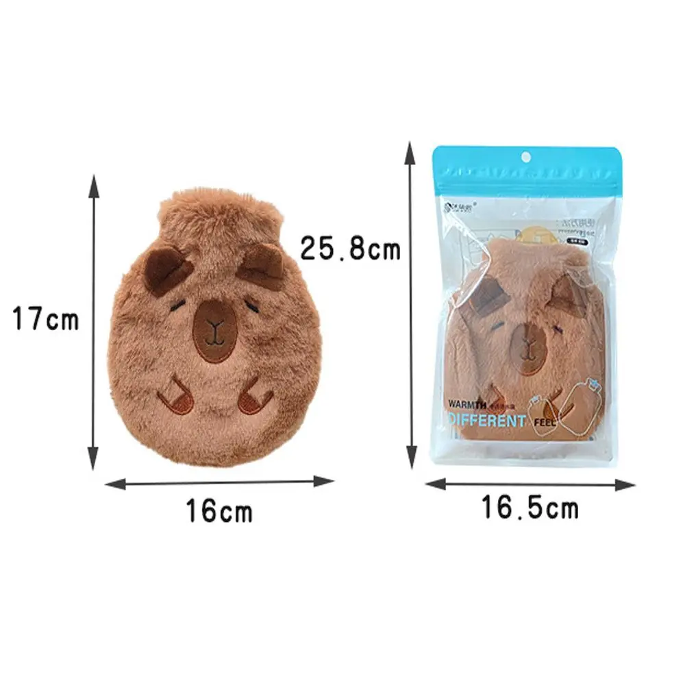 High Quality 400ML Plush Hot Water Bag Cartoon Cat/Capybara Design Explosion-proof Hand Warmer Reusable Portable Belly Warmer