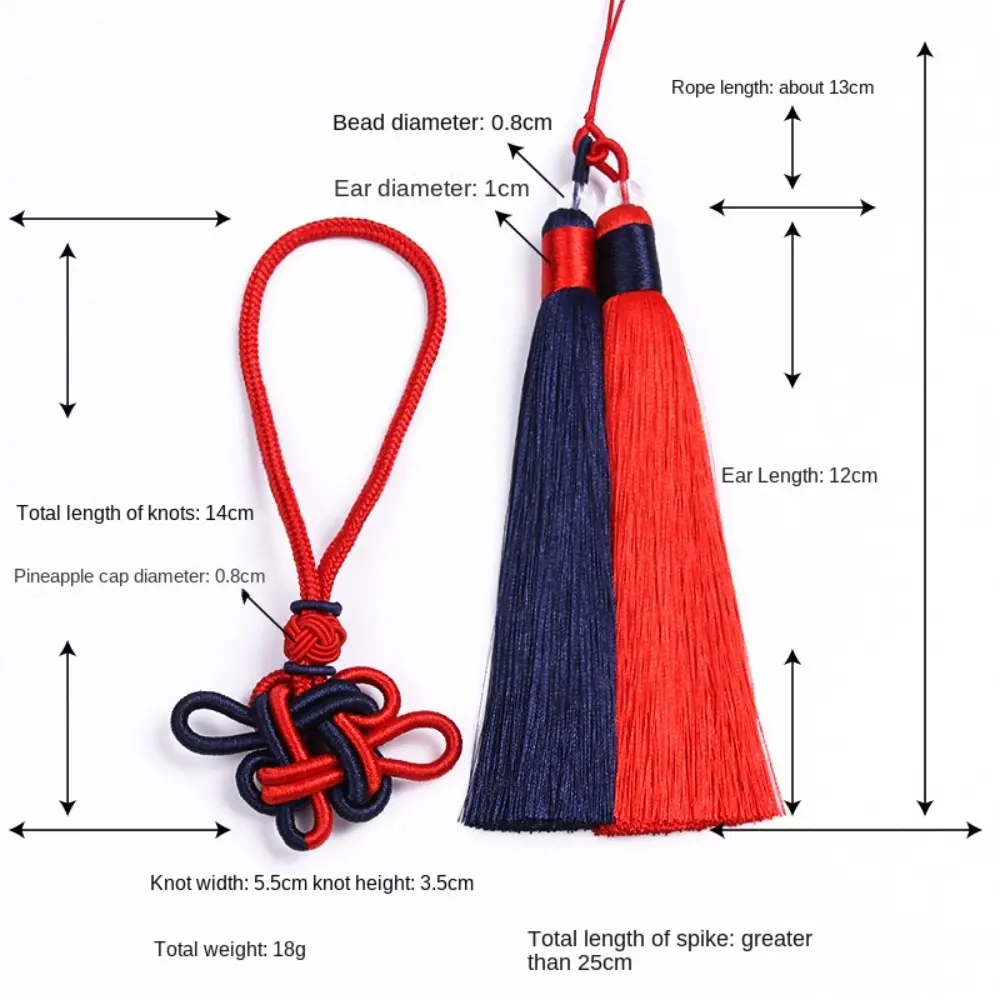 Chinese Ethnic Style Two-Color Tassel Auspicious Knot Handmade Craft Pendant Double Sided Chinese Knot Tassel Home Decoration