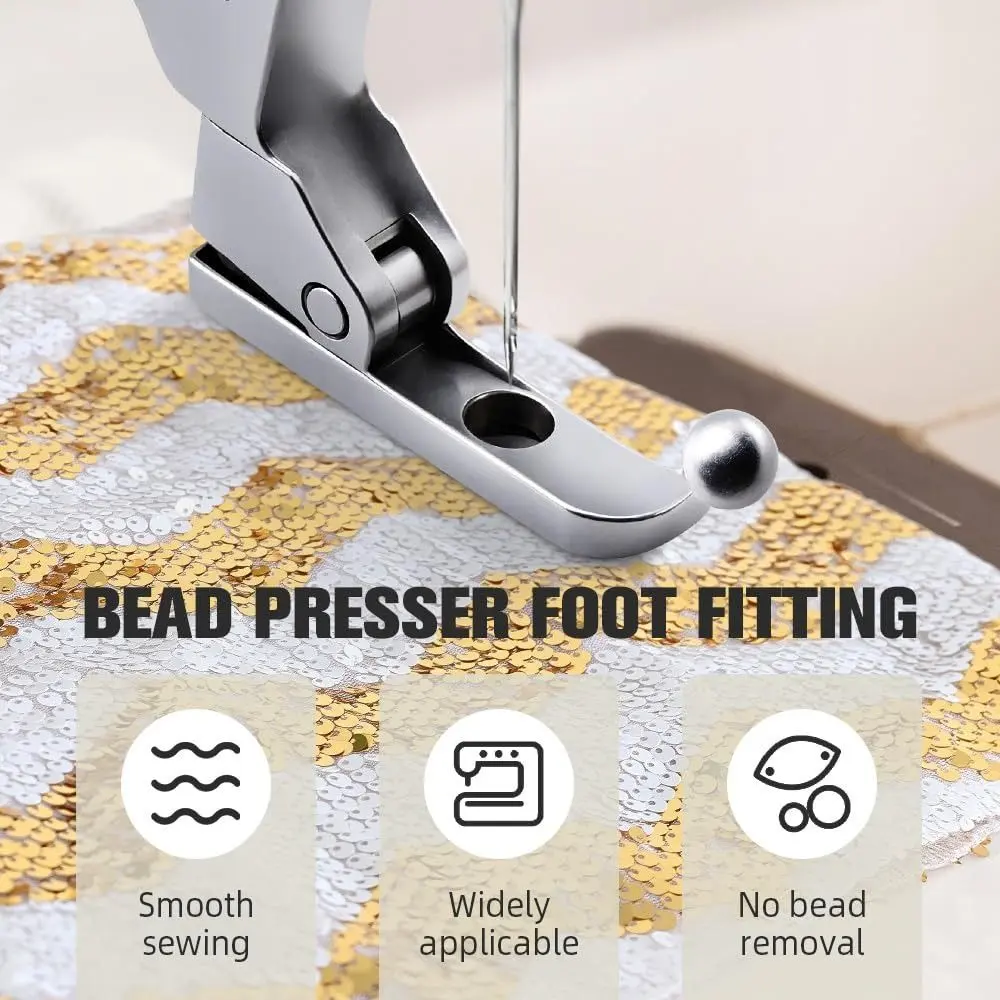 Steel Bead Sequin Special Presser Foot Easy to Use Bead-free Beads Fixed Press Foot P369 No Bead Tapping Sewing Presser Foot