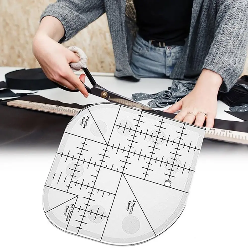 Curved Corner Cutter Quilt Ruler Non-Slip Acrylic Quilting Rulers Sewing Patchwork Ruler Sewing Template Patchwork Tools For DIY