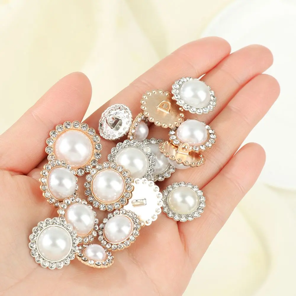 10Pcs High Quality Needlework Sewing Button Shirt Buttons Shiny Rhinestone Pearl Clothing Buttons Sewing Accessories