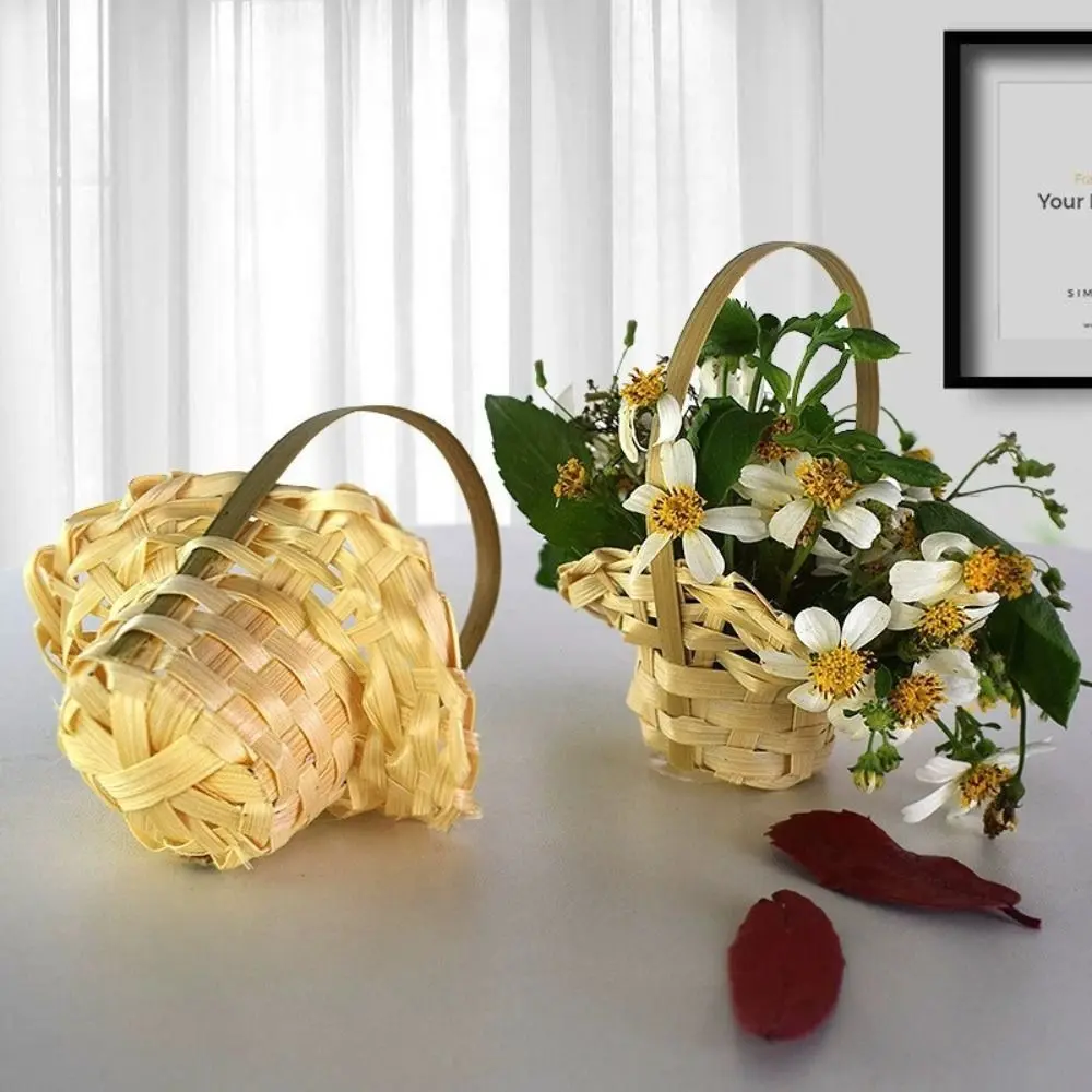 Mini Braid Flower Baskets Accessories Party Supplies Handheld Baskets Home Office Decor Wedding Ornaments Weaving Basket