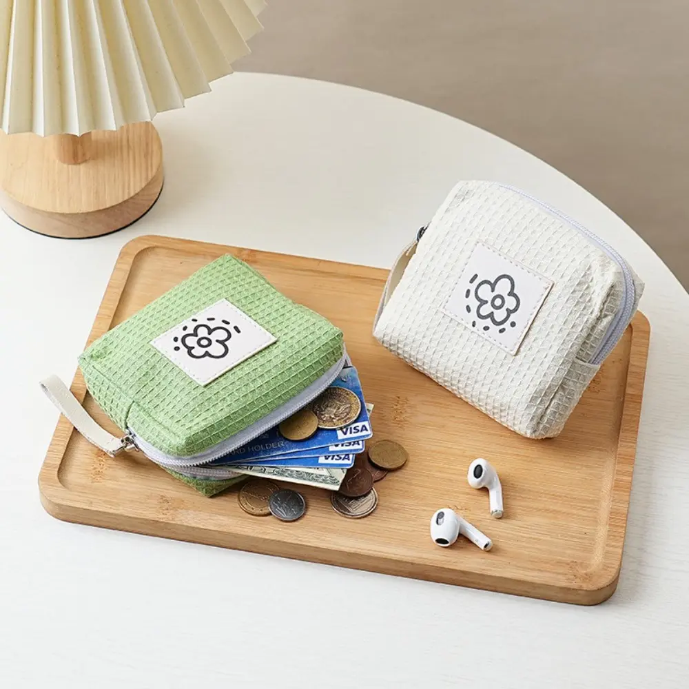 Cute Flowers Coin Purse Large Capacity Multipurpose Small Storage Bag Sanitary Pads Bag Women Girls