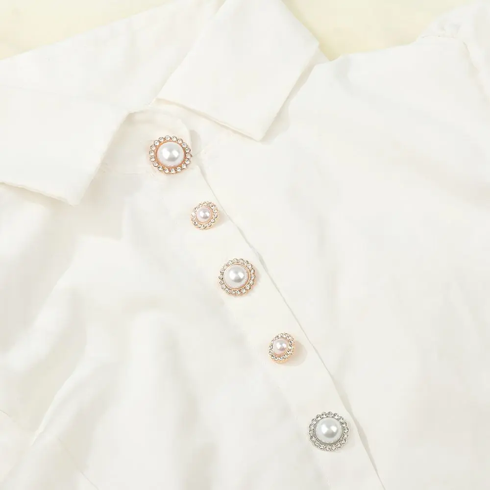 10Pcs High Quality Needlework Sewing Button Shirt Buttons Shiny Rhinestone Pearl Clothing Buttons Sewing Accessories