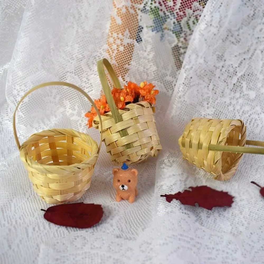 Mini Braid Flower Baskets Accessories Party Supplies Handheld Baskets Home Office Decor Wedding Ornaments Weaving Basket