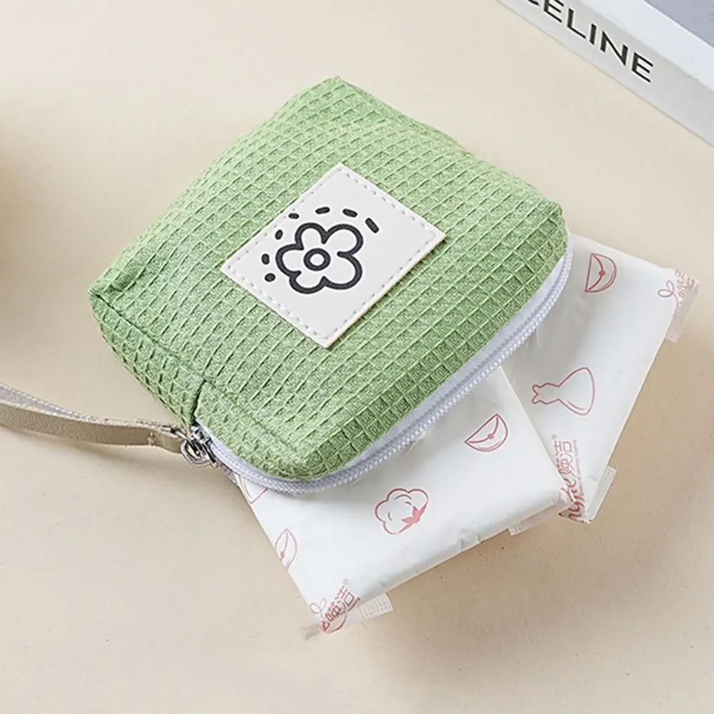 Cute Flowers Coin Purse Large Capacity Multipurpose Small Storage Bag Sanitary Pads Bag Women Girls