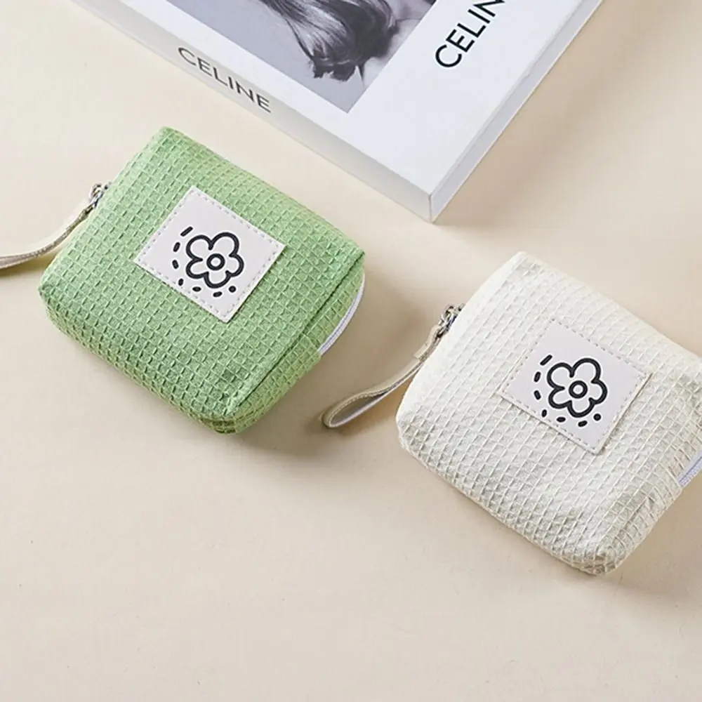 Cute Flowers Coin Purse Large Capacity Multipurpose Small Storage Bag Sanitary Pads Bag Women Girls