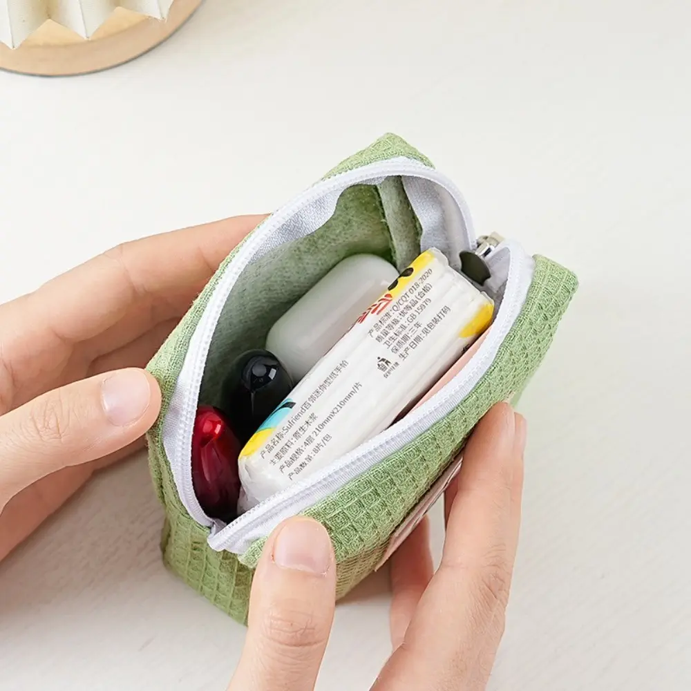Cute Flowers Coin Purse Large Capacity Multipurpose Small Storage Bag Sanitary Pads Bag Women Girls
