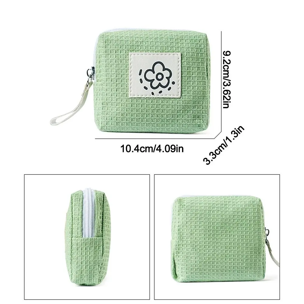 Cute Flowers Coin Purse Large Capacity Multipurpose Small Storage Bag Sanitary Pads Bag Women Girls