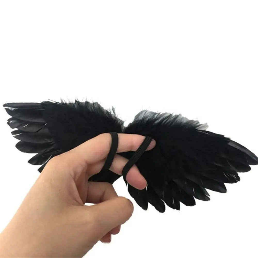 Mini Angel Feather Wings For Doll Photo Props Black Wing Hanging Ornament Angel White Wing DIY Costume Holiday Party Decoration