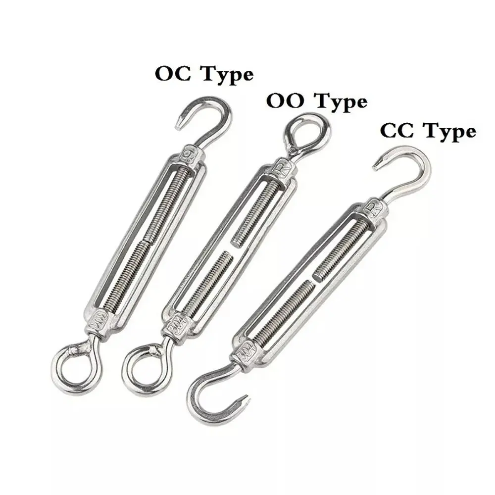 1Pcs Hooks & Eye Turnbuckle Wire Rope Tensioner 304 Stainless Steel Oc Oo Cc Type Tension Device Line M4/M5/M6/M8