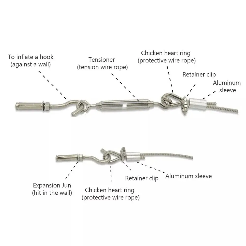 1Pcs Hooks & Eye Turnbuckle Wire Rope Tensioner 304 Stainless Steel Oc Oo Cc Type Tension Device Line M4/M5/M6/M8