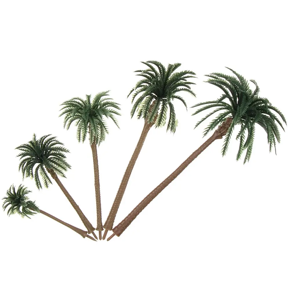 5Pcs Exquisite DIY Decor Miniature Plant Plastic Bonsai Coconut Palm Tree Plant Pots model Craft Micro Landscape