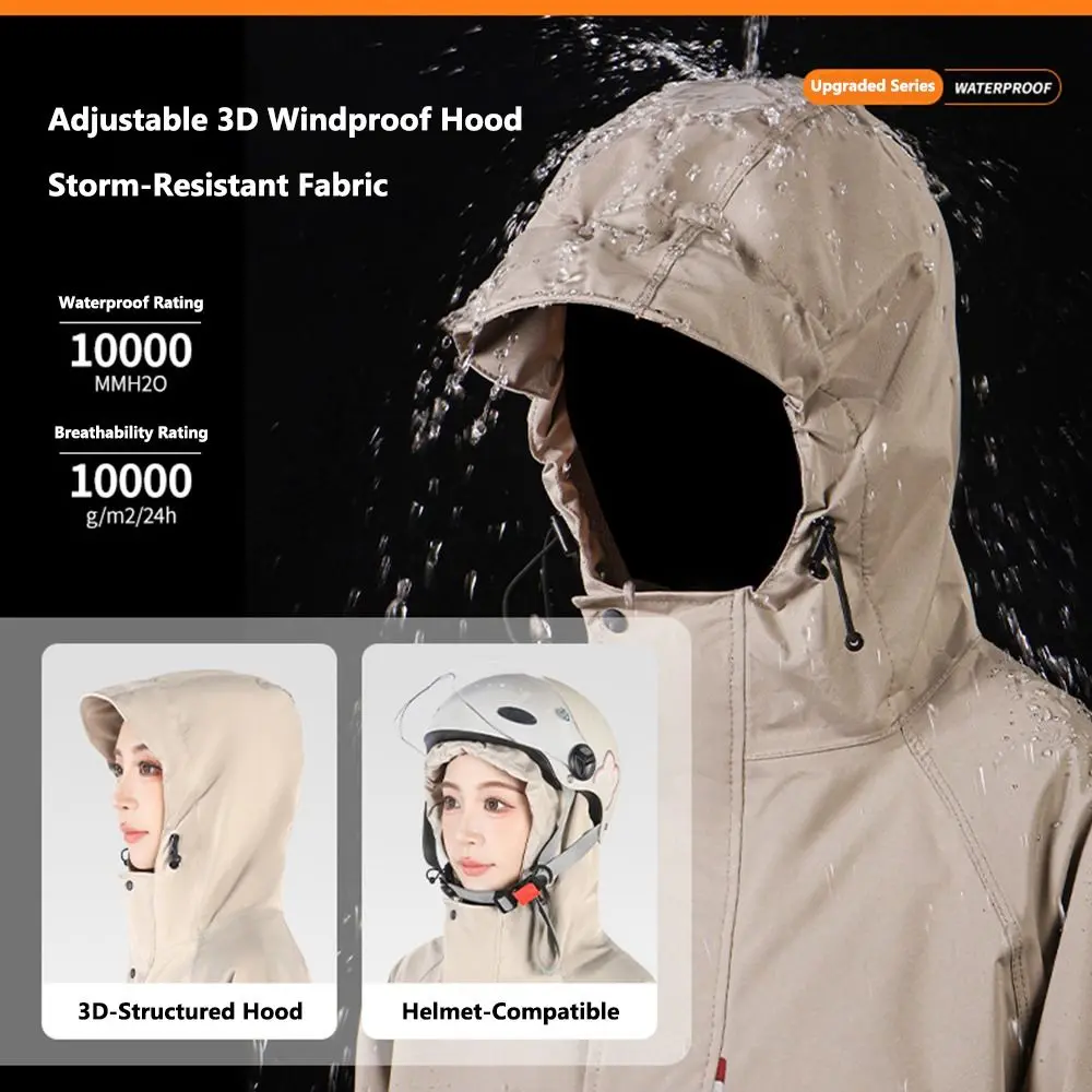 Waterproof Full Bod One-Piece Rain Suit Long Adult Raincoat with Hood and Zipper Riding Raincoat for Hiking Motorbike Travel