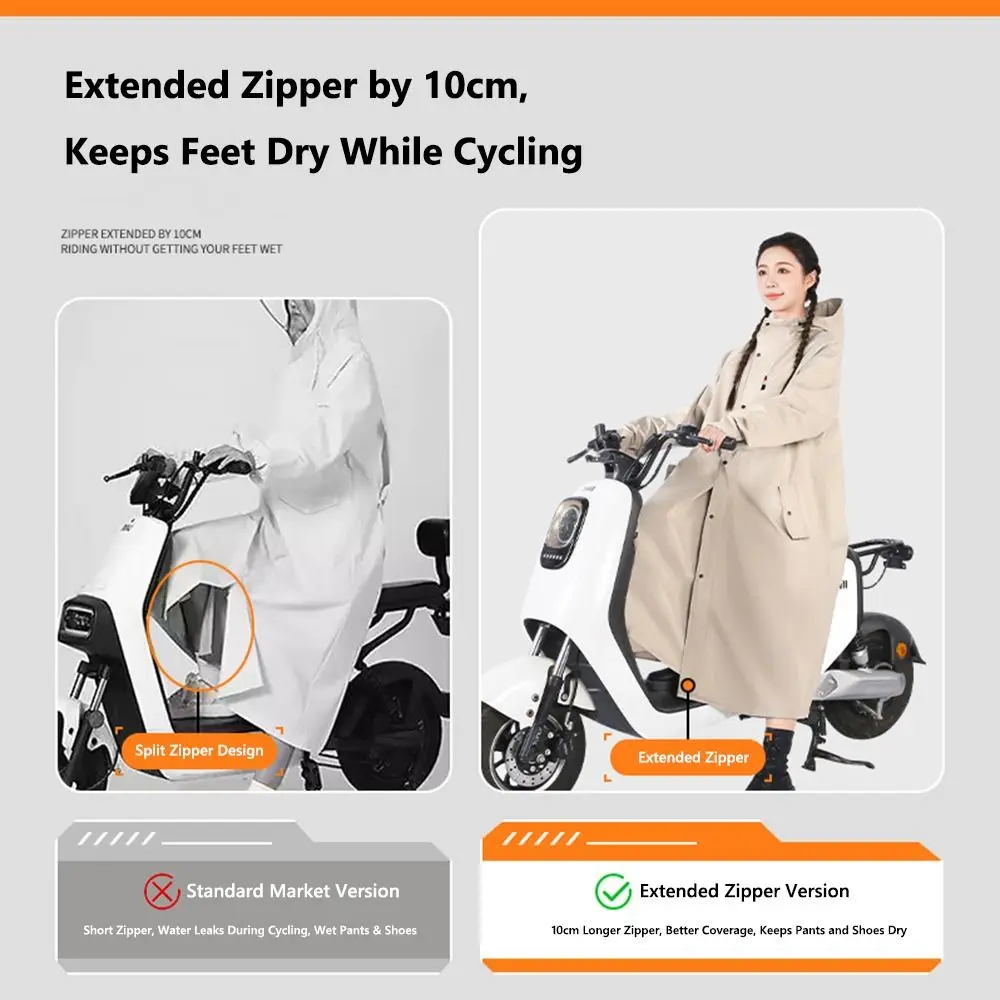 Waterproof Full Bod One-Piece Rain Suit Long Adult Raincoat with Hood and Zipper Riding Raincoat for Hiking Motorbike Travel