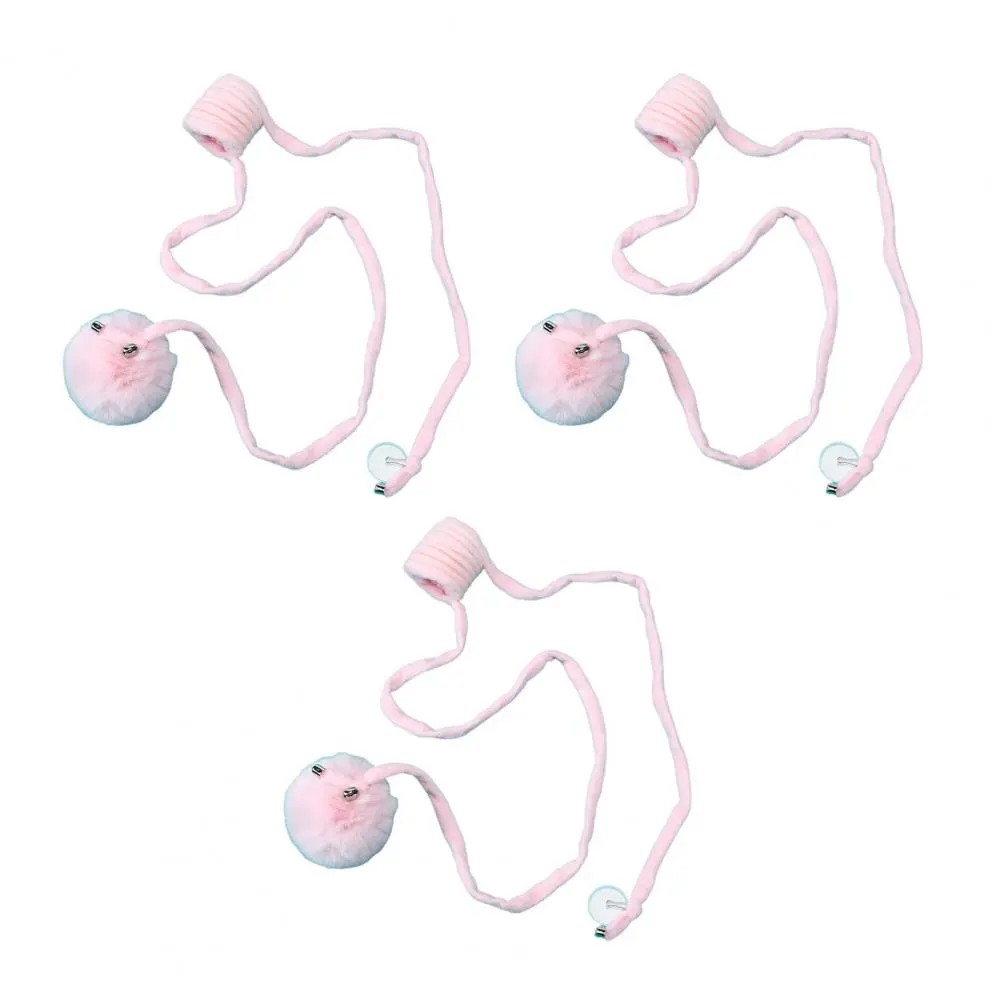 Hanging Fluffy Cat Catnip Ball Toys 3 Pcs with Bell, Interactive Cat Teaser Retractable Toys Indoor Kitten Ball Toys