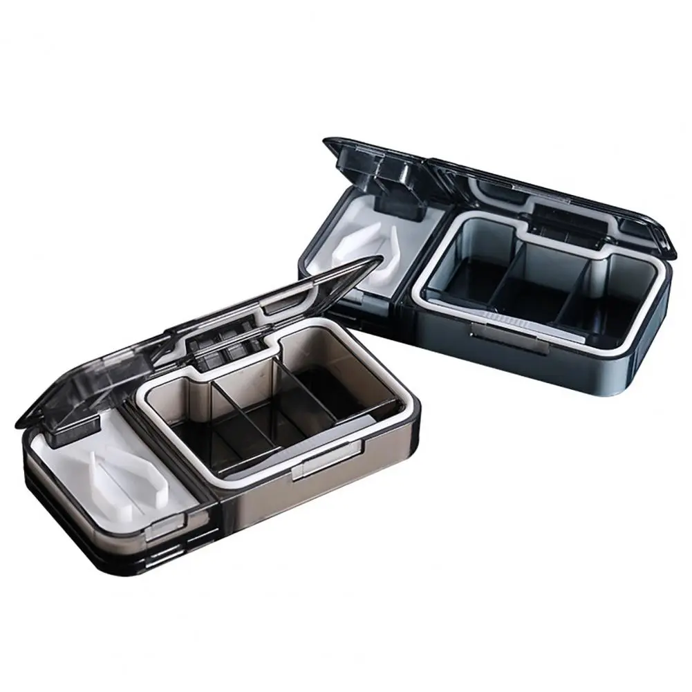 Eco-friendly Pill Case Compact Portable Medicine Box with Pill Cutter Dustproof Divider Capacity 3-in-1 Tablet Organizer
