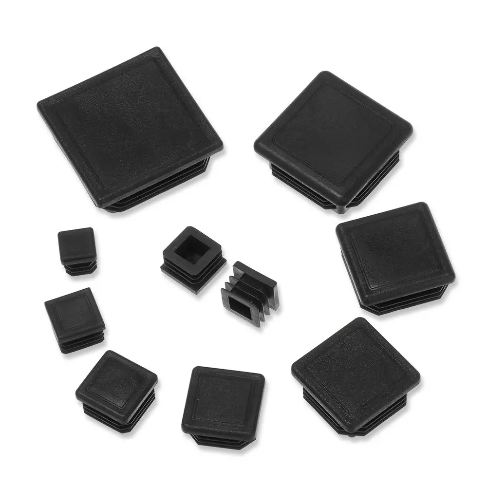 10pcs/pack Black Square Table Chair Foot Pad Furniture Feet Non-Slip Covers Plastic Blanking End Caps Protector Hardware
