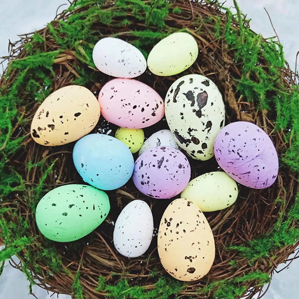 Happy Colorful Eggs Plastic Foamy Skin-friendly Cute Eggs Ornament  Easter Eggs Thick