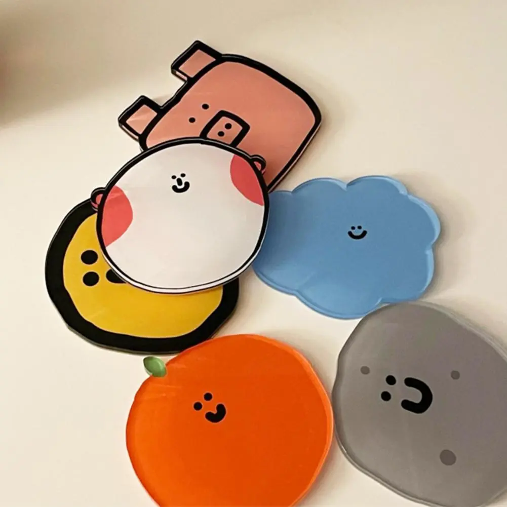 Cartoon Design Drink Coasters Cartoon Acrylic Coasters Set for Coffee Drinks Heat-resistant Cup Mats for Home for Anti-slip