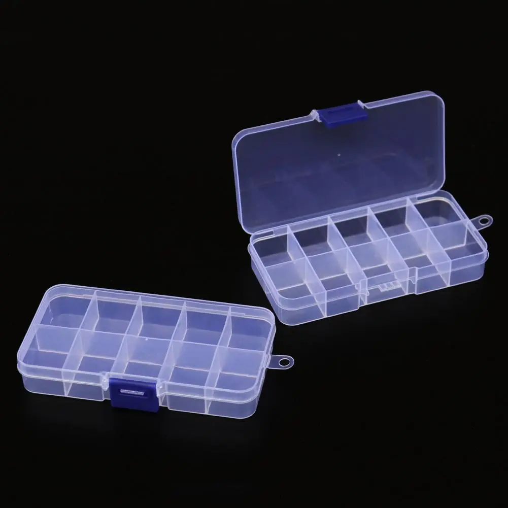 Compact Fishing Supply Storage Case Impact Resistant Fishing Tool Storage Box with 10 Compartments for Bait Lures Capacity