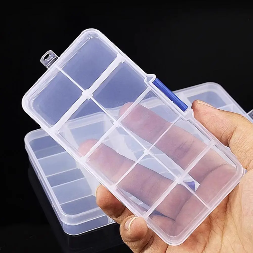 Compact Fishing Supply Storage Case Impact Resistant Fishing Tool Storage Box with 10 Compartments for Bait Lures Capacity
