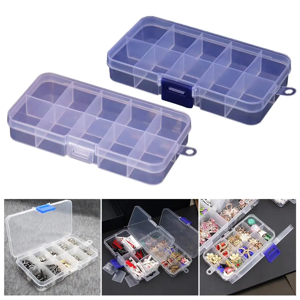 Compact Fishing Supply Storage Case Impact Resistant Fishing Tool Storage Box with 10 Compartments for Bait Lures Capacity