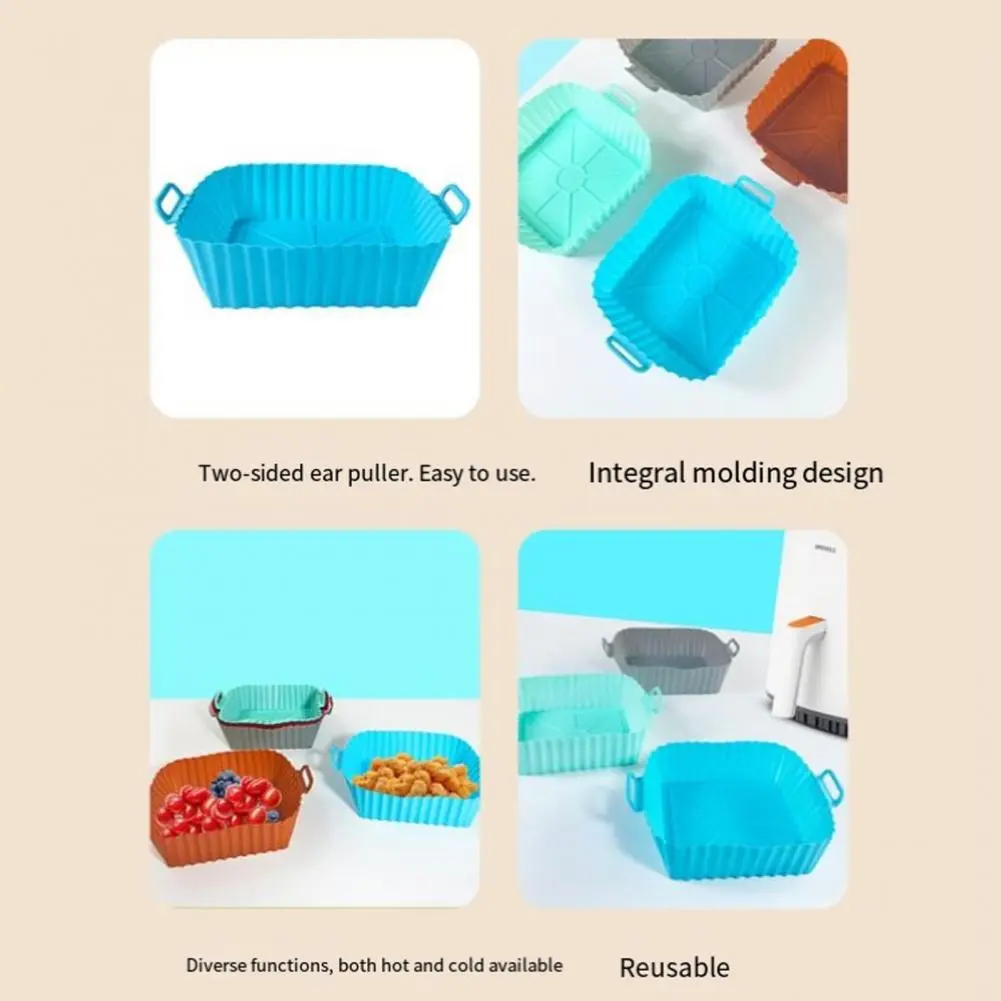Reusable Air Fryer Tray Silicone Air Fryer Liners Reusable Baking Tray Non-stick Pizza Pan Set Kitchen for Airfryer for Grease