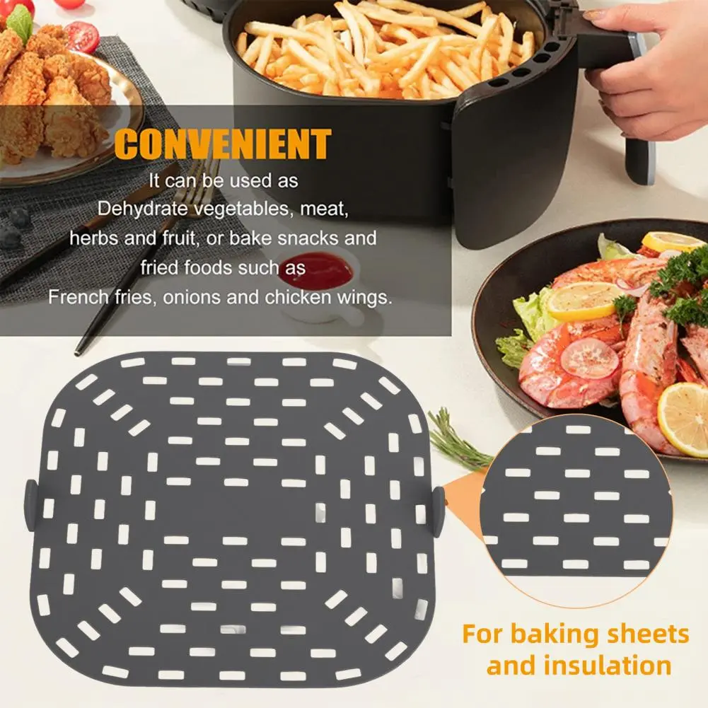 Non-stick Steamer Pad Silicone Baking Pad Grill Pan Set for Air Fryer Heat Resistant Accessories Replacement Tray Rack for Air