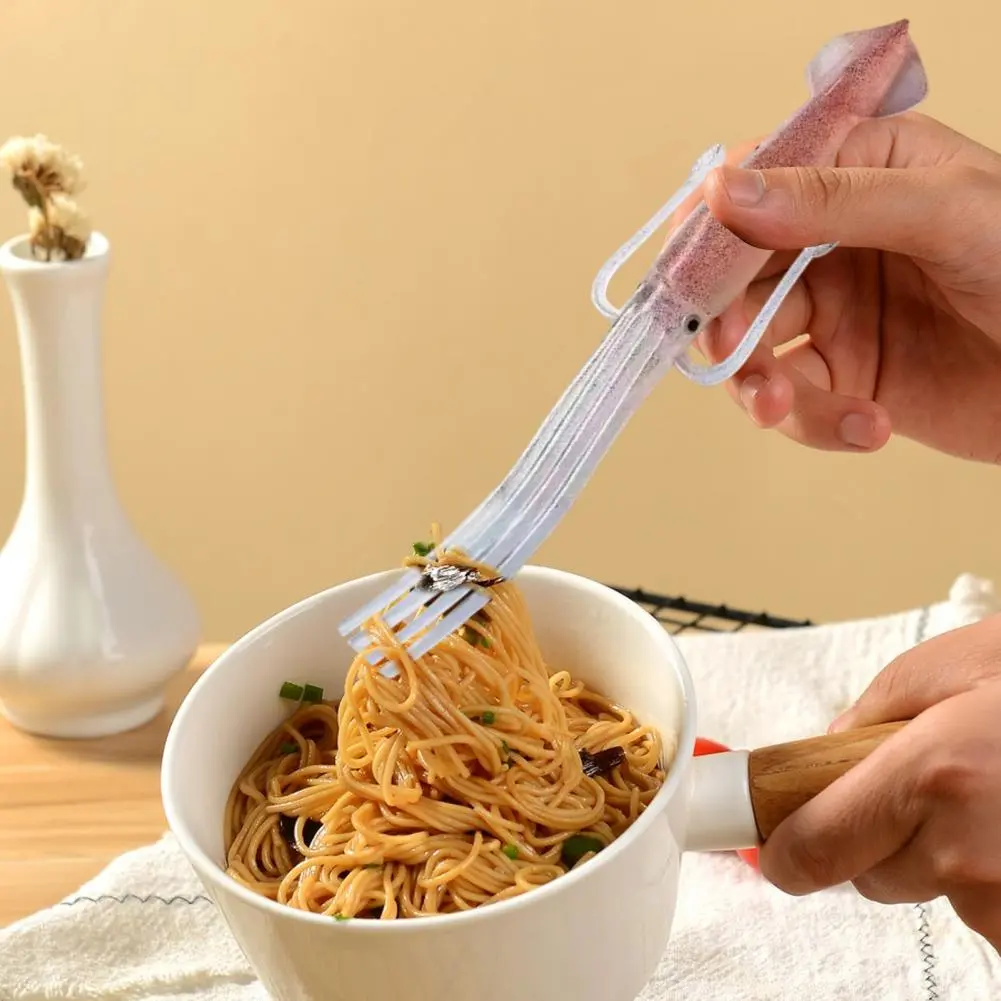 Ramen Utensil Set Cute Squid Shaped Noodle Fork Set Heat-resistant Cooking Tools for Ramen Pasta Salad Funny for Adults for Use