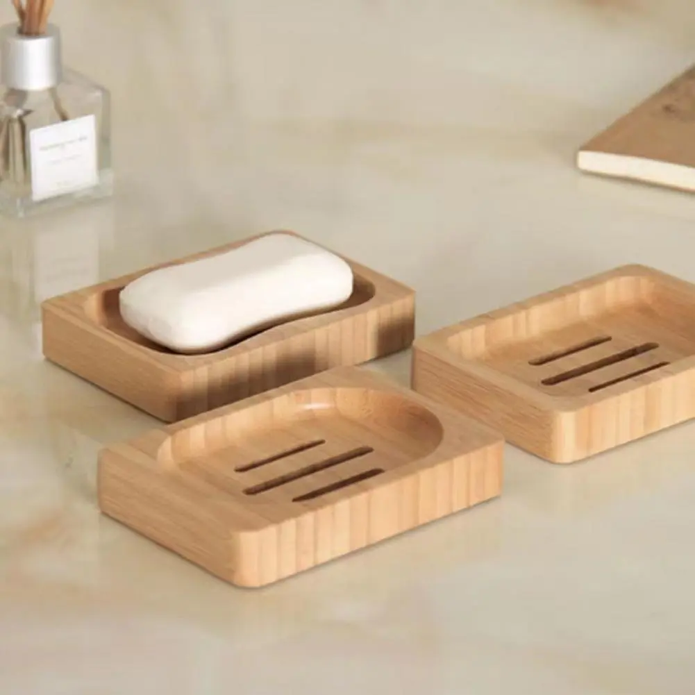 Soap Box Natural Bamboo Dishes Bath Soap Holder Bamboo Case Tray Wooden Prevent Mildew Drain Box Bathroom Washroom Tools