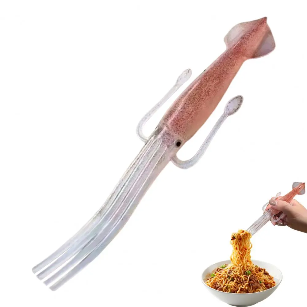 Ramen Utensil Set Cute Squid Shaped Noodle Fork Set Heat-resistant Cooking Tools for Ramen Pasta Salad Funny for Adults for Use