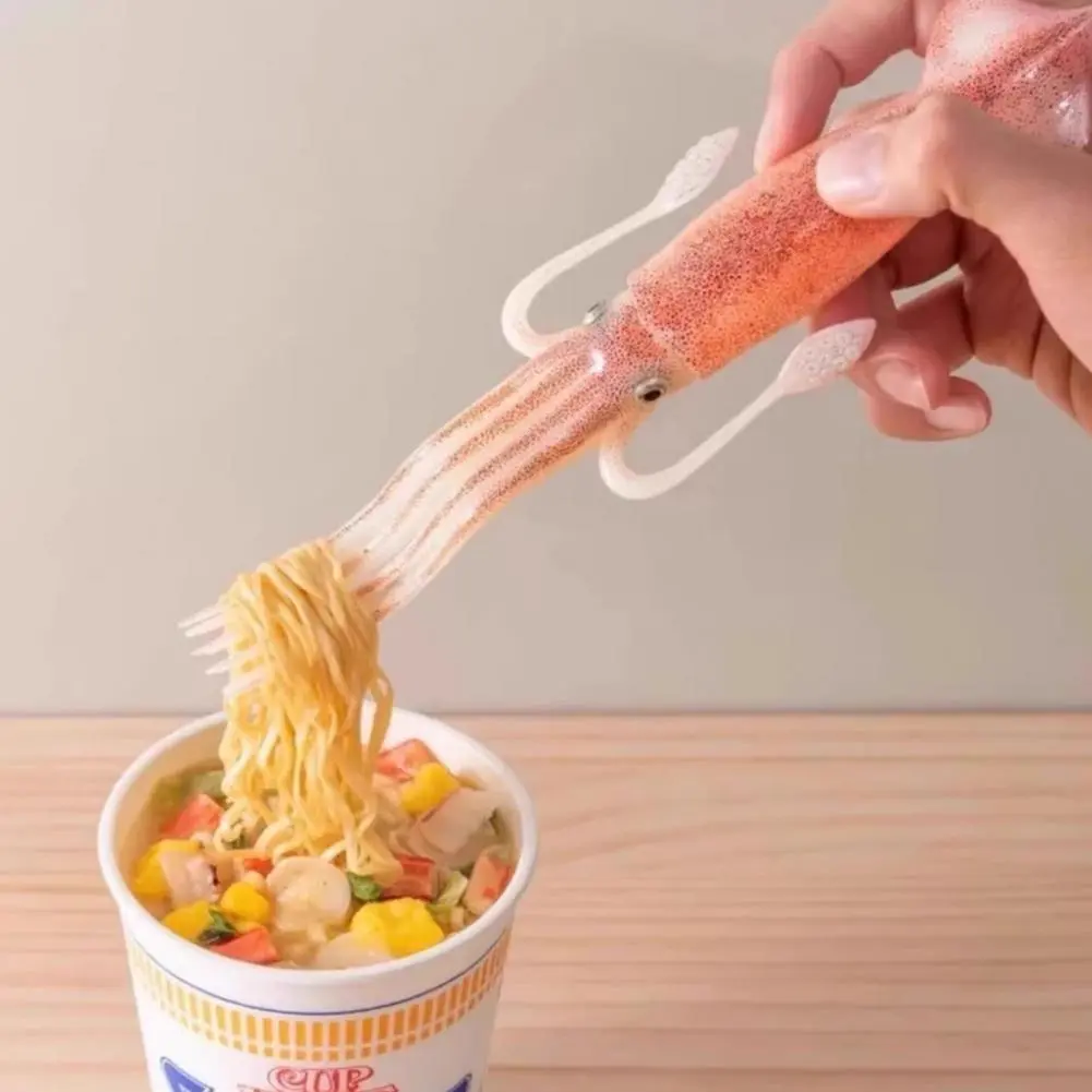 Ramen Utensil Set Cute Squid Shaped Noodle Fork Set Heat-resistant Cooking Tools for Ramen Pasta Salad Funny for Adults for Use