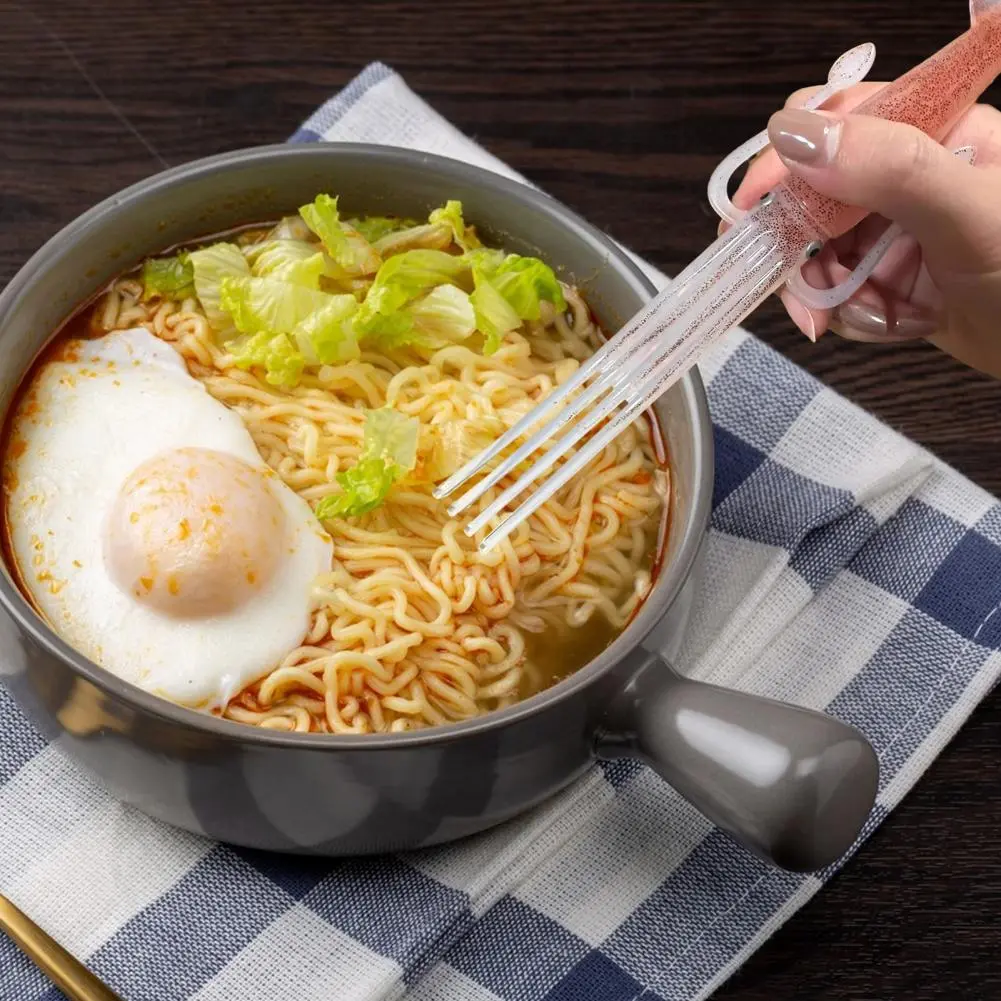 Ramen Utensil Set Cute Squid Shaped Noodle Fork Set Heat-resistant Cooking Tools for Ramen Pasta Salad Funny for Adults for Use