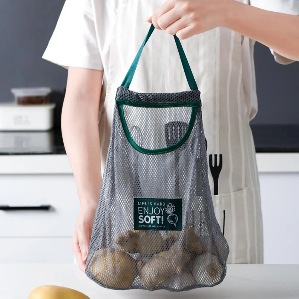Easy-to-clean Hanging Vegetable Bag Capacity Hanging Mesh Bag for Fruit Vegetables Strong Load-bearing Storage Net for Ginger