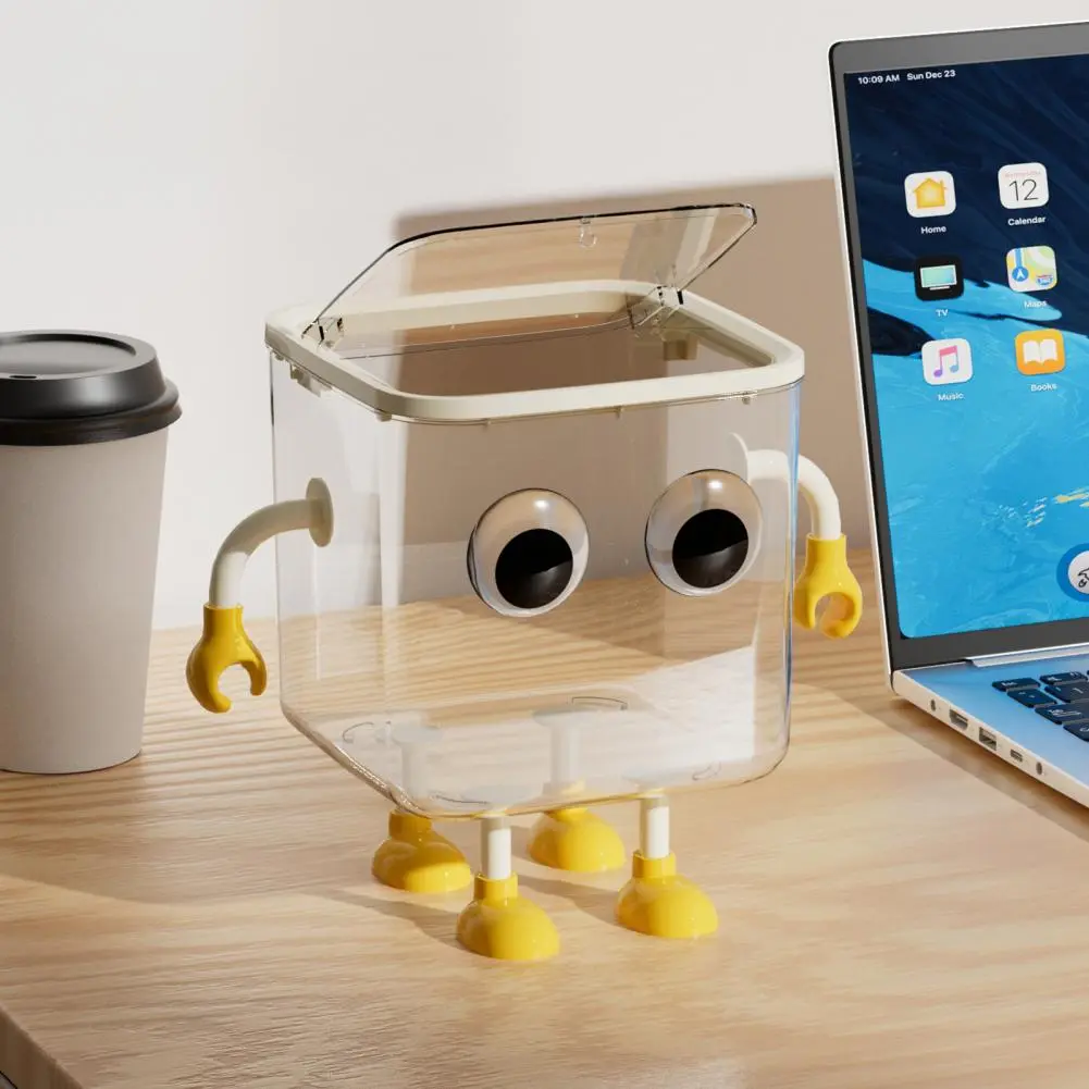 Desktop Garbage Bin Adorable Cartoon Shape Desktop Trash with Capacity Transparent Design Cute Small Garbage Bin for Office