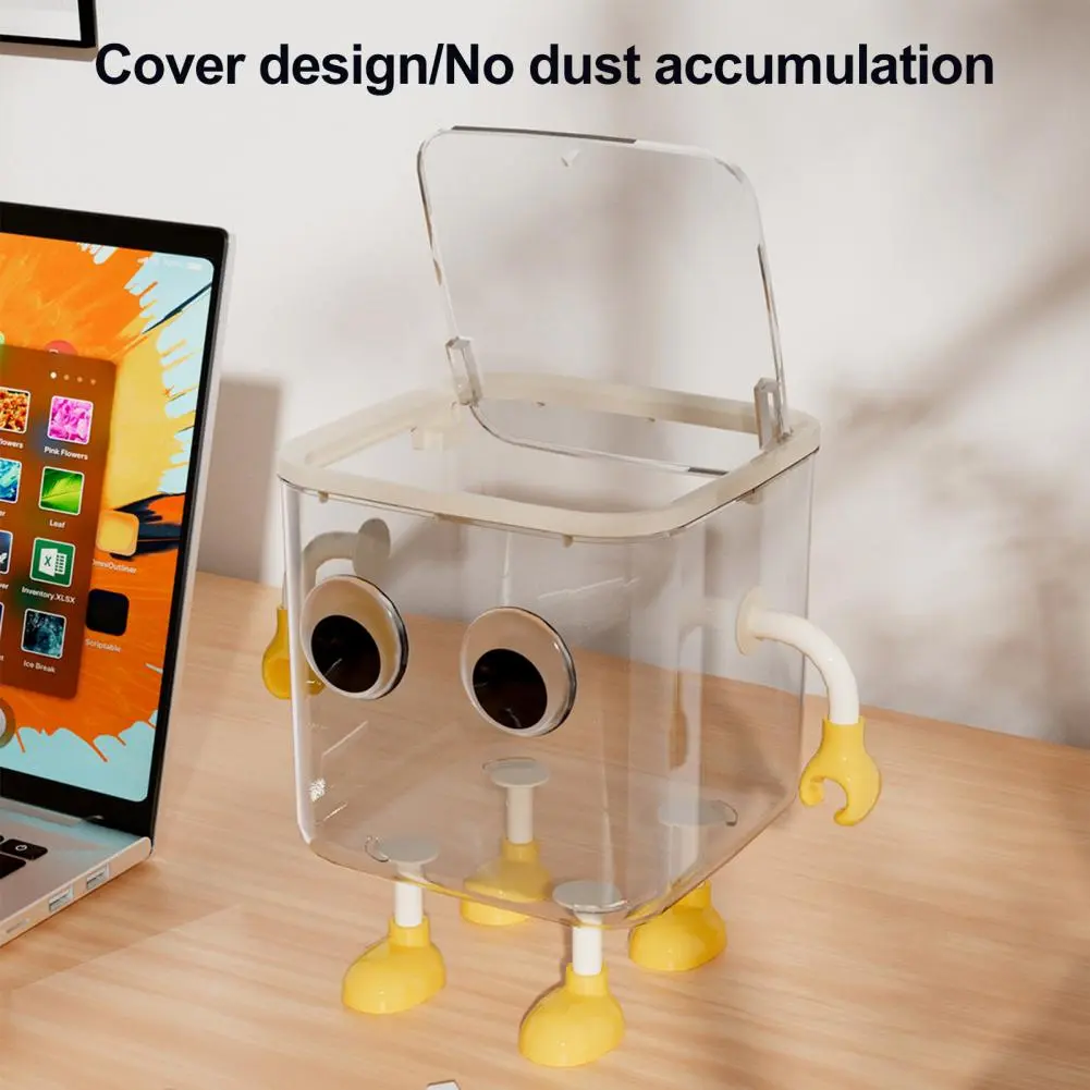 Desktop Garbage Bin Adorable Cartoon Shape Desktop Trash with Capacity Transparent Design Cute Small Garbage Bin for Office