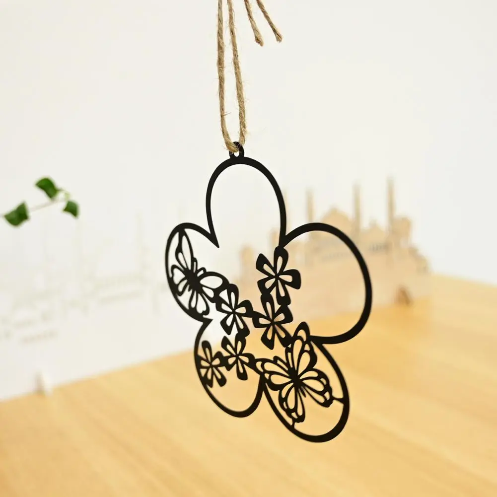 Decorative Garden Accent Spring Floral Metal Hanging Decoration with Bird Silhouette Flower-shaped Ornament for Indoor Decor