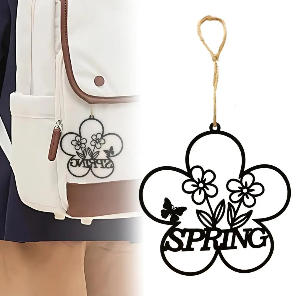 Decorative Garden Accent Spring Floral Metal Hanging Decoration with Bird Silhouette Flower-shaped Ornament for Indoor Decor