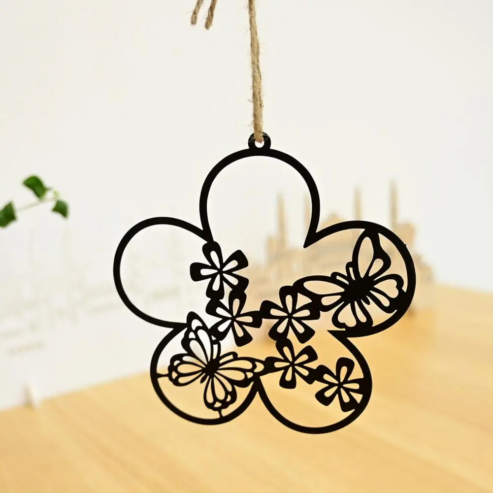 Decorative Garden Accent Spring Floral Metal Hanging Decoration with Bird Silhouette Flower-shaped Ornament for Indoor Decor