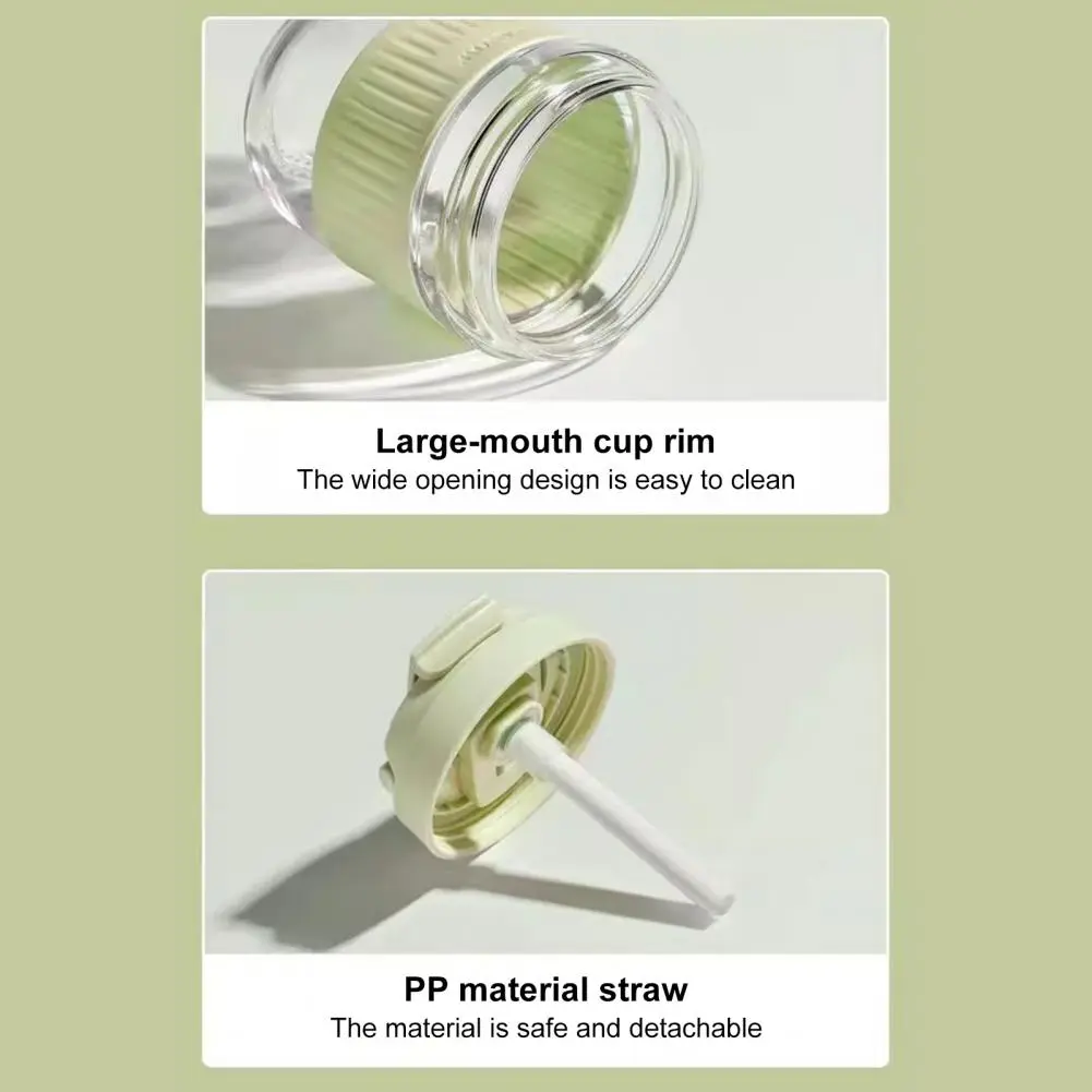 Glass Water Tumbler Leakproof Glass Tumbler with Silicone Straw Dual-drink Cup Set for Office School for Hot for Students