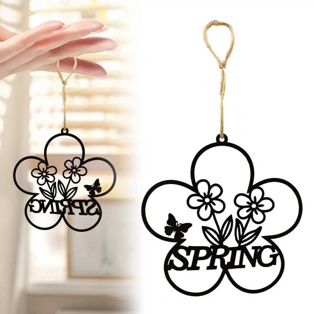 Decorative Garden Accent Spring Floral Metal Hanging Decoration with Bird Silhouette Flower-shaped Ornament for Indoor Decor