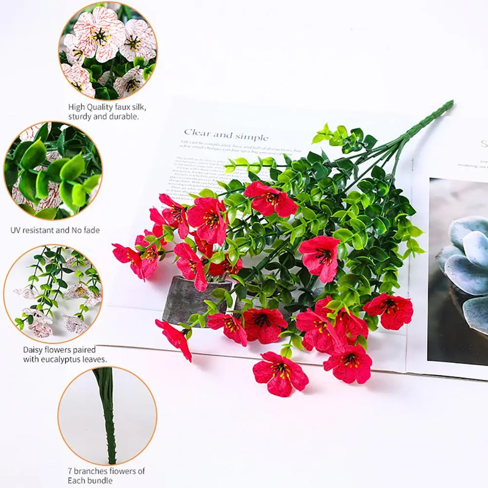 Durable Artificial Flower Stems Realistic Artificial Flowers Greenery Bundle for Outdoors Garden Wedding for Home for Outdoor